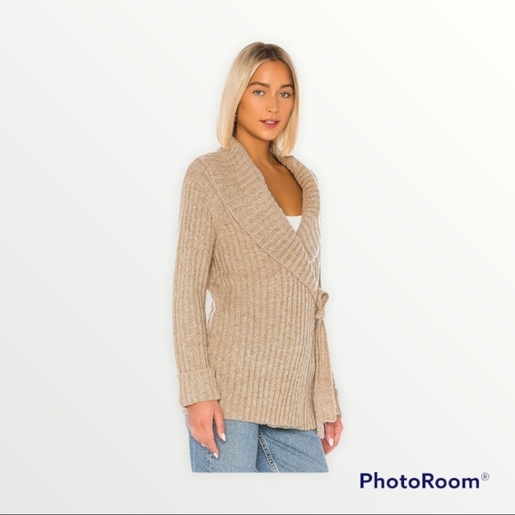 HEARTLOOM x REVOLVE Candace Wrap Chunky Cardigan Sweater, Oat, Size XS - Picture 4 of 11
